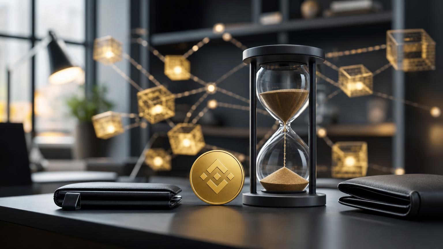 A BNB exchange transaction moving through wallet submission, network confirmation, service verification, and final crediting stages